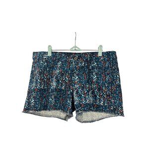 Levi's Womens Size 14 Multicolor Patterned Denim Shorts Abstract Raw Hem Cut Off